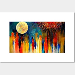 Abstract Impressionist Firework Graphic Posters and Art